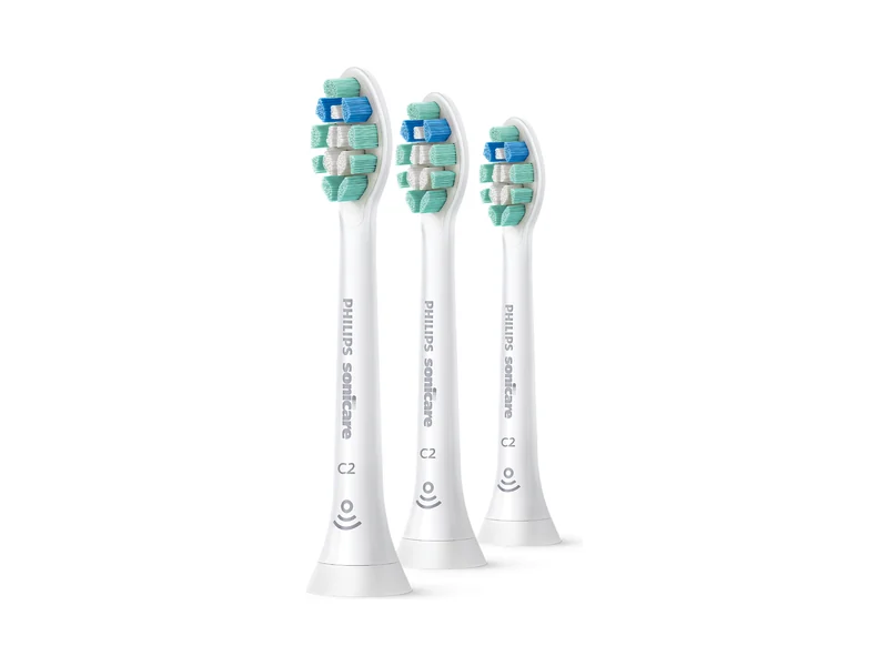 Three Philips Sonicare C2 Optimal Plaque Control brush heads